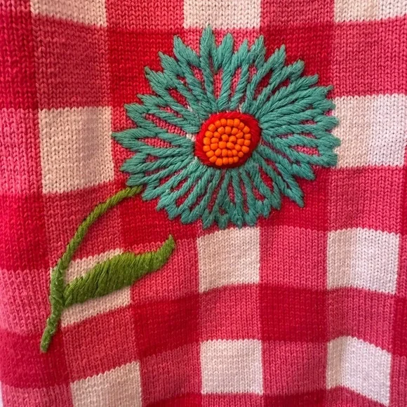 Michael Simon Red/Pink Embroidered, Handmade Flowers And Beads Sz O/S - Picture 6 of 9